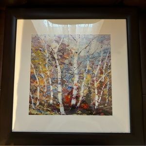 2 piece birch framed acrylic painting